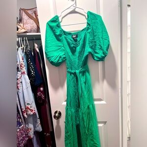 Green smocked dress